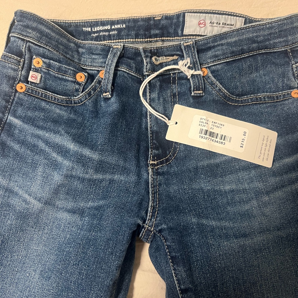 Ag Adriano Goldschmied Blue Ankle Cropped Jeans